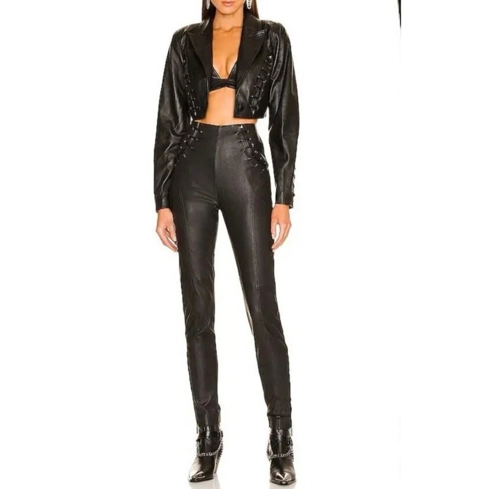 Dundas x Revolve Mercury 100% Leather Pants Small MOTO BIKER HARLEY GOTH GRUNGE